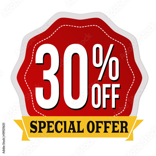 Special offer 30% off label or sticker