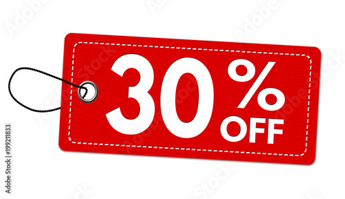 Special offer 30% off label or price tag