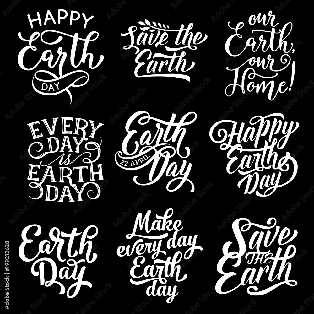 Happy Earth Day Save Planet vector text greetings Happy Earth Day Save Planet vector text greetings