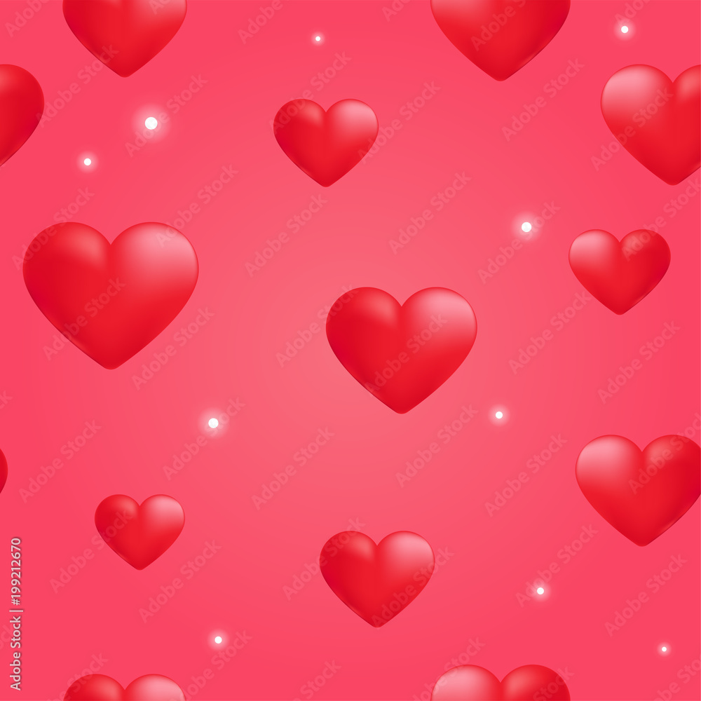 Red heart seamless pattern. Background love