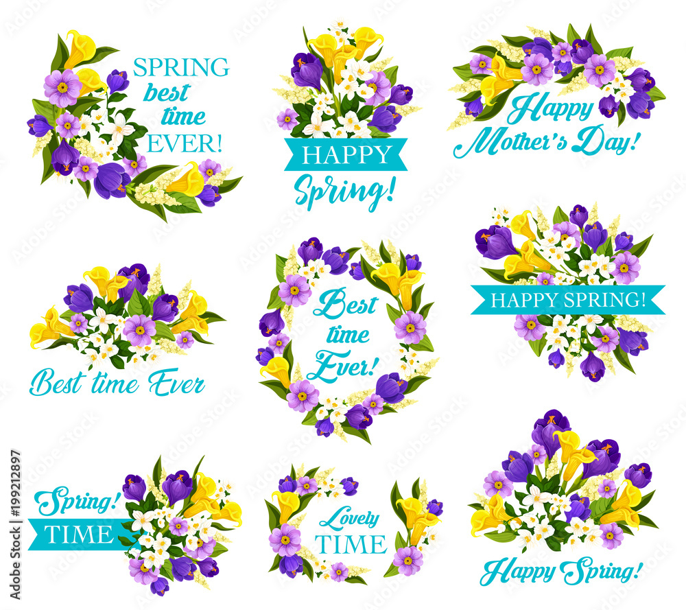 Mother Day Spring Holiday icon with flower bouquet