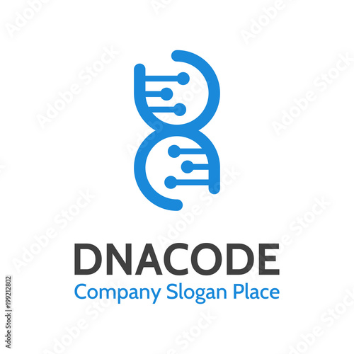 DNA vector logo concept. Deoxyribonucleic acid logotype. Modern simple microbiological icon on white background