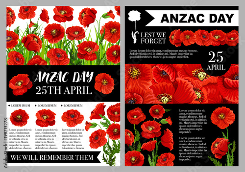 Anzac Day 25 April holiday vector posters