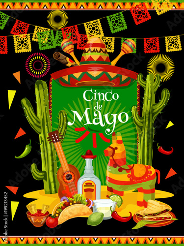 Cinco de Mayo banner for mexican party invitation