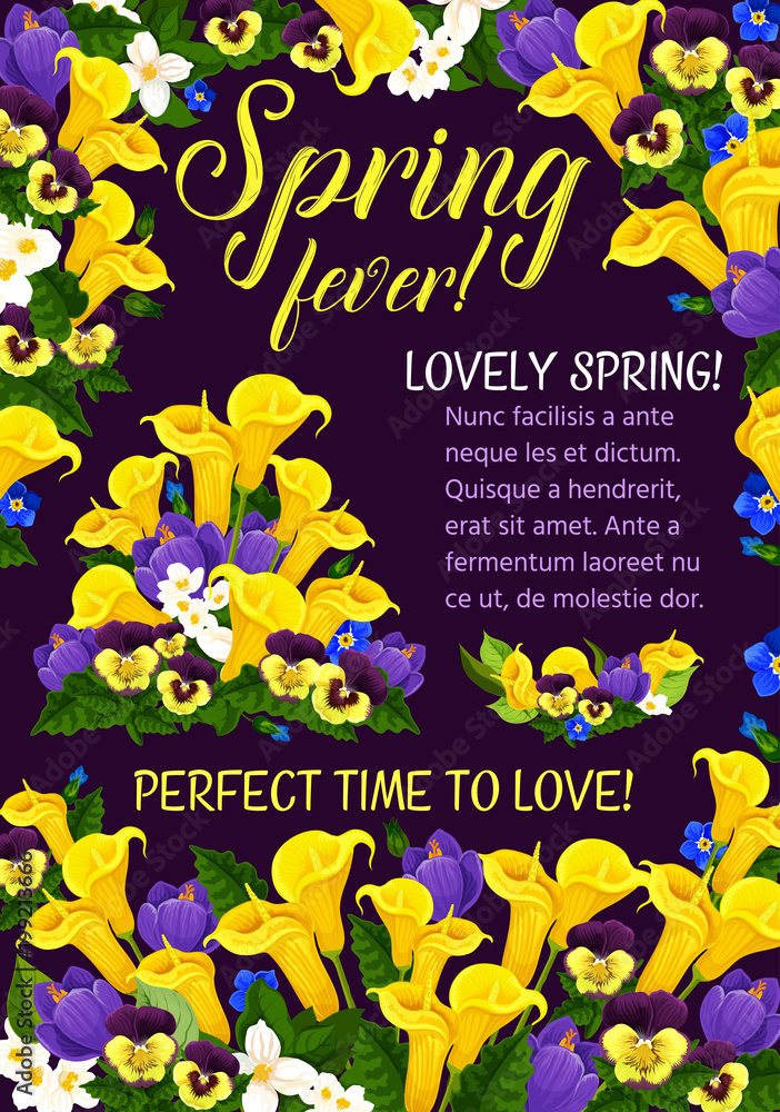 Obraz premium Spring Season Holiday greeting banner with flower