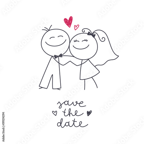 hand drawn bride and groom