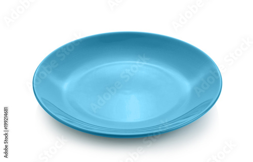 blue plate on white background photo