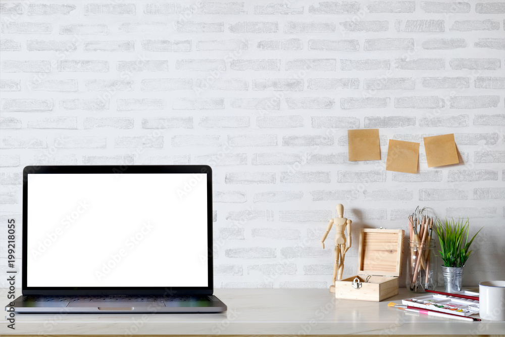 Fototapeta premium Contemporary workspace with laptop computer