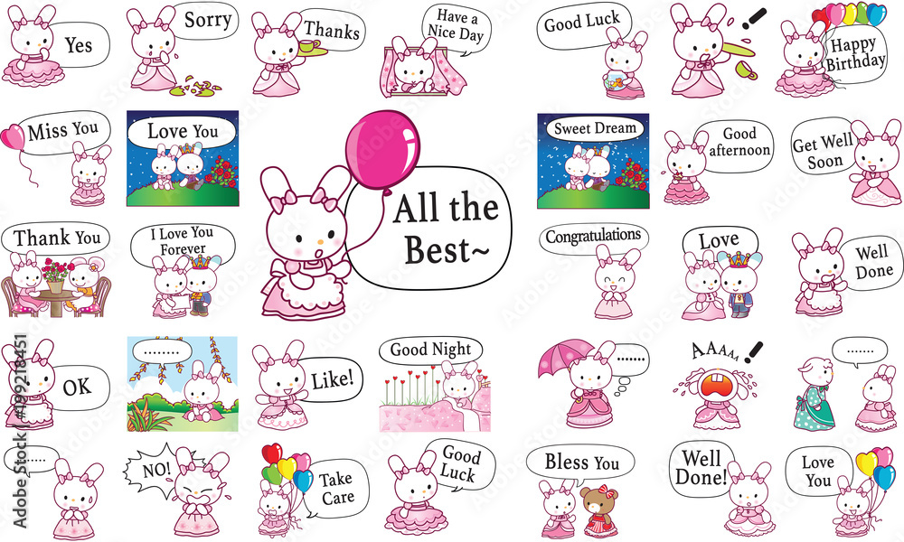 rabbit cartoon action set rabbit cartoon action set