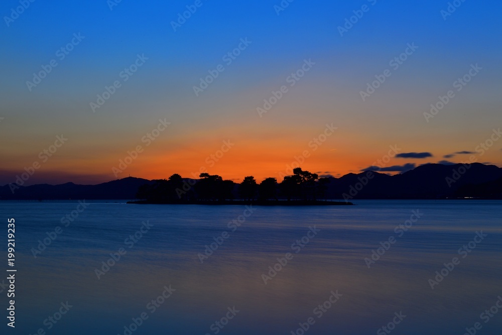 日没直後の宍道湖情景