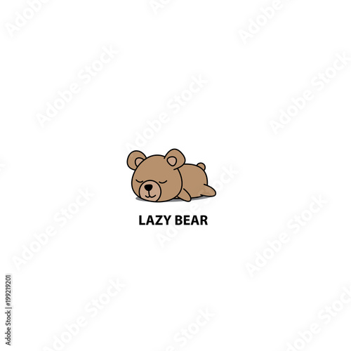 Lazy bear, cute baby bear sleeping icon, logo design, vector illustration