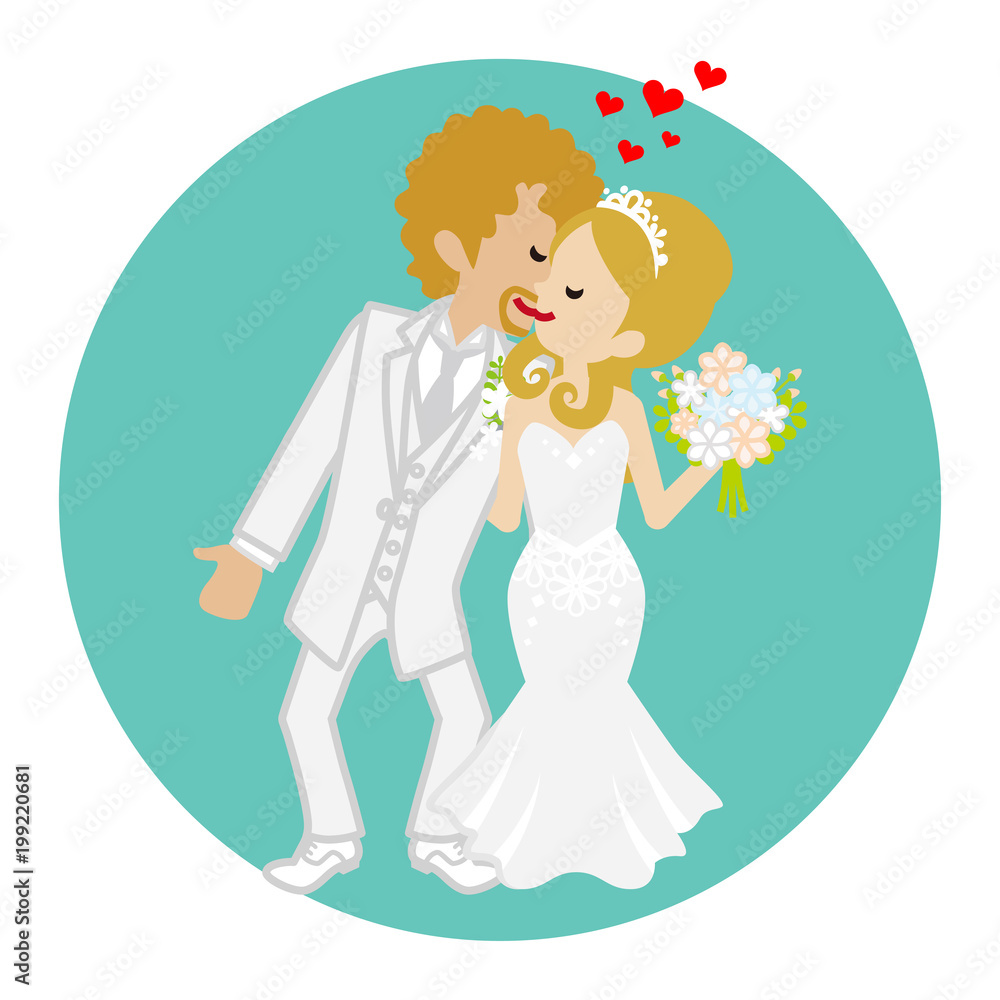 Kissing Wedding Couple -Blond hair Kissing Wedding Couple -Blond hair