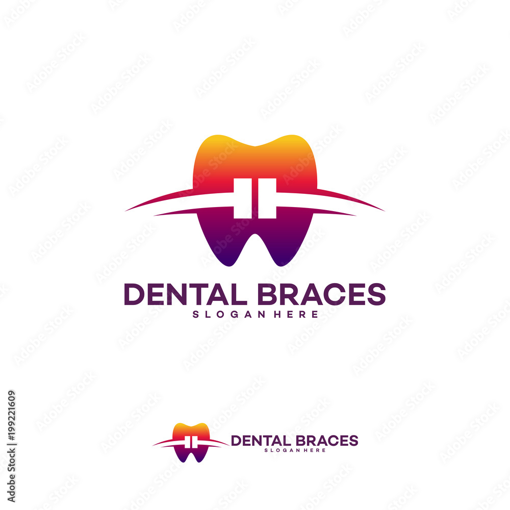 Dental braces logo designs concept, Health Dental Logo designs vector