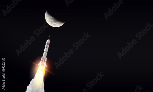Photos Rocket in space. Mixed media