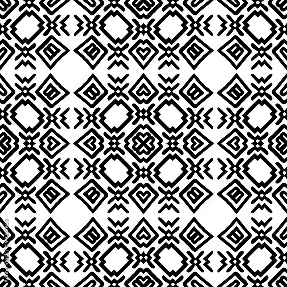 Black and White Seamless Ethnic Pattern. Tribal Black and White Seamless Ethnic Pattern. Tribal