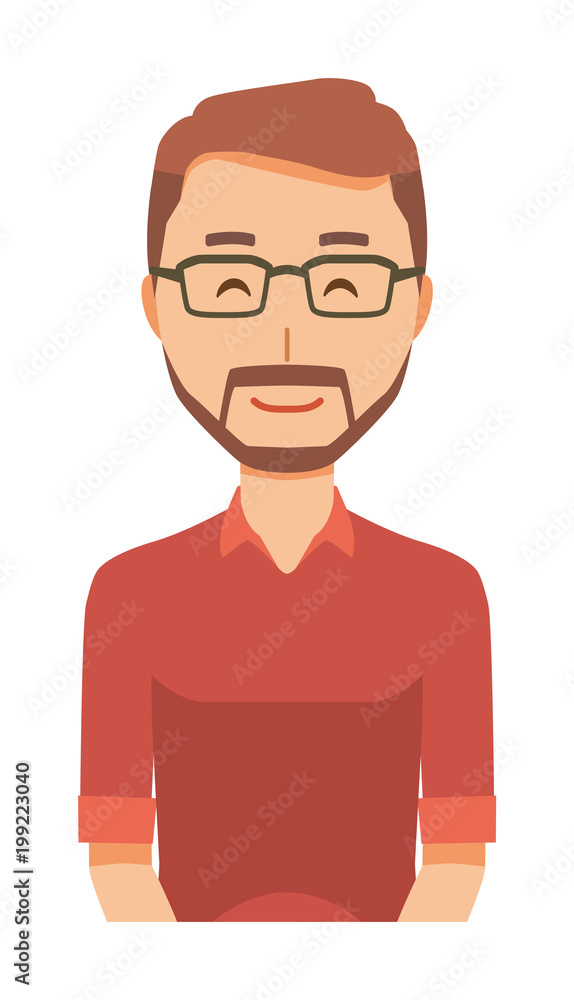 A bearded man wearing eyeglasses is smiling A bearded man wearing eyeglasses is smiling