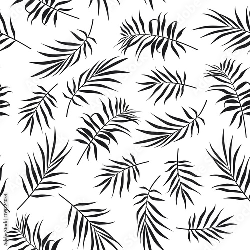 Seamless pattern of monstera leaves. Tropical leaves background