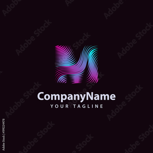 Letter M modern Wave line Logo design template.