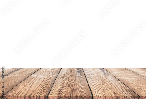 Wood table isolated on white background