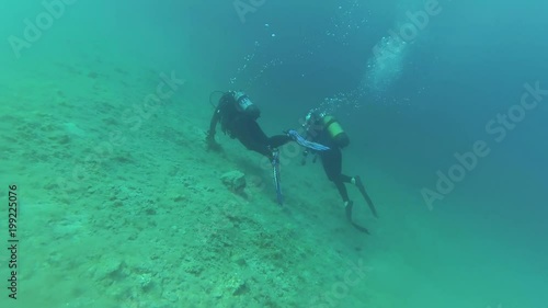 Wallpaper Mural two female divers at the bottom of the sea Torontodigital.ca
