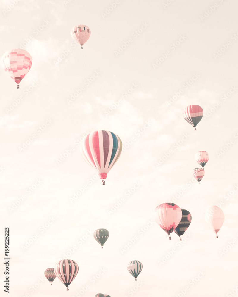 Fototapeta premium Pastel hot air balloons