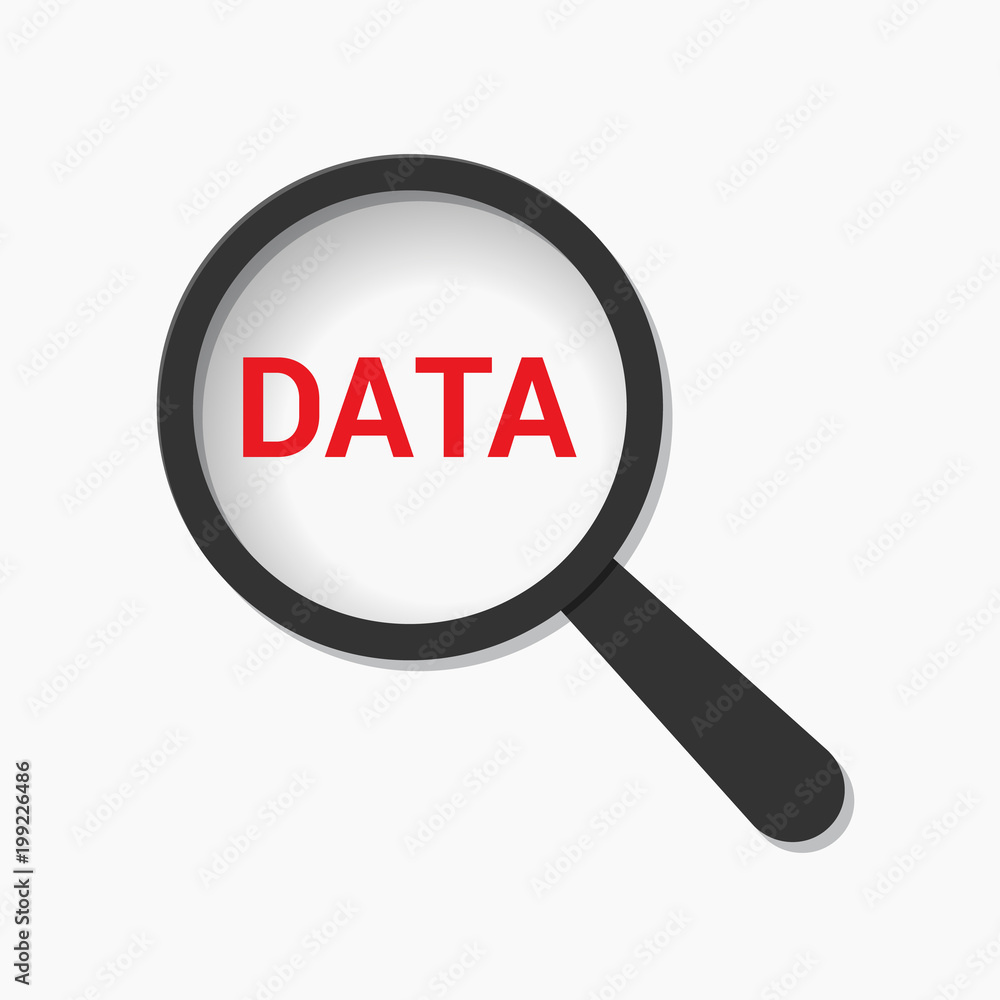Data Concept: Magnifying Optical Glass With Words Data Data Concept: Magnifying Optical Glass With Words Data