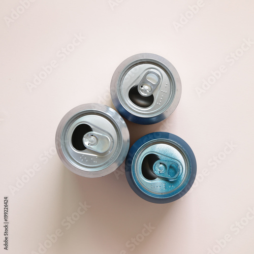 Beverage tin can isolated on pink background