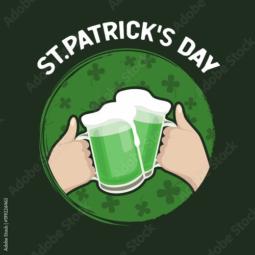 St. Patrick's Day, Happy friends celebrating in the bar with a cheerful toast. vector
