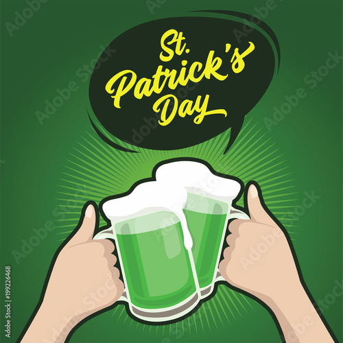 St. Patrick's Day, Happy friends celebrating in the bar with a cheerful toast. vector