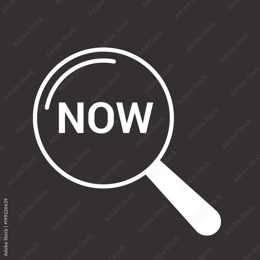 Timeline Concept: Magnifying Optical Glass With Words Now Timeline Concept: Magnifying Optical Glass With Words Now