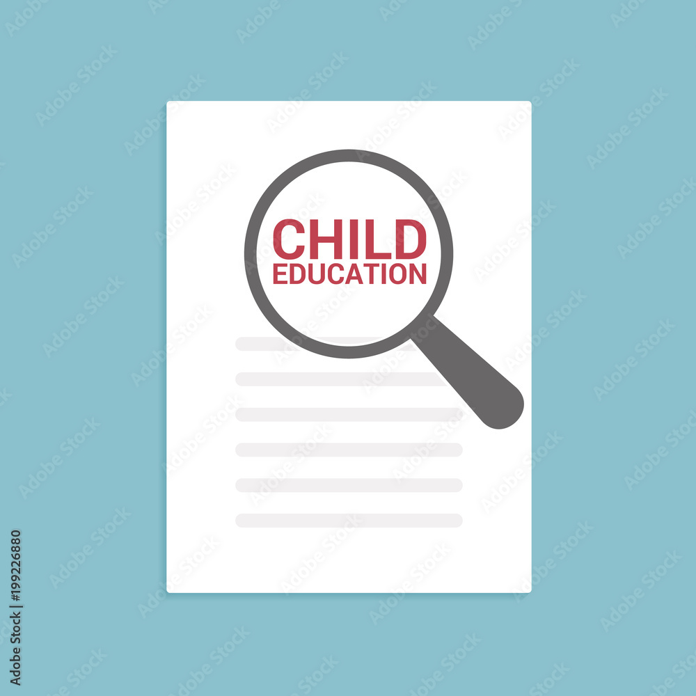 Education Concept: Magnifying Optical Glass With Words Child Education Education Concept: Magnifying Optical Glass With Words Child Education