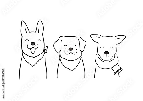 Vector illustration character design outline of cute dog