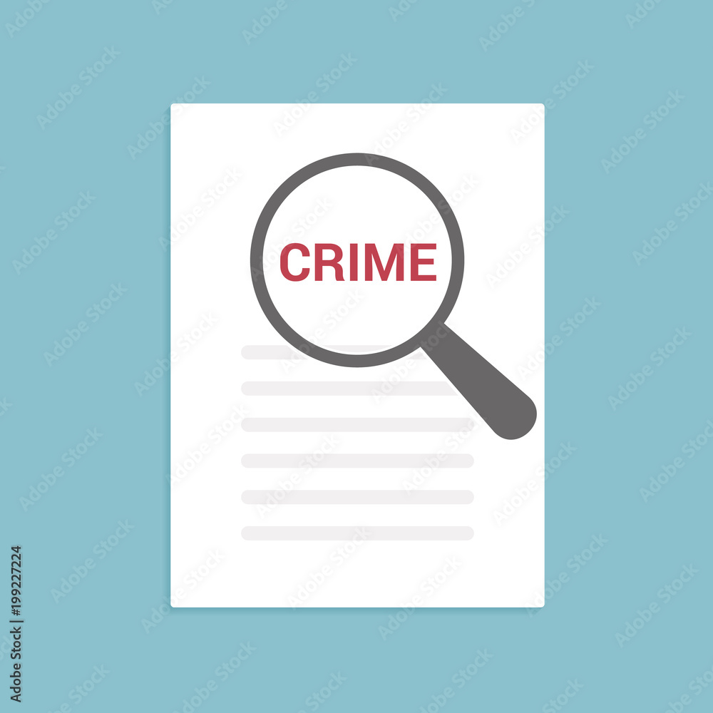 Safety Concept: Magnifying Optical Glass With Words Crime Safety Concept: Magnifying Optical Glass With Words Crime