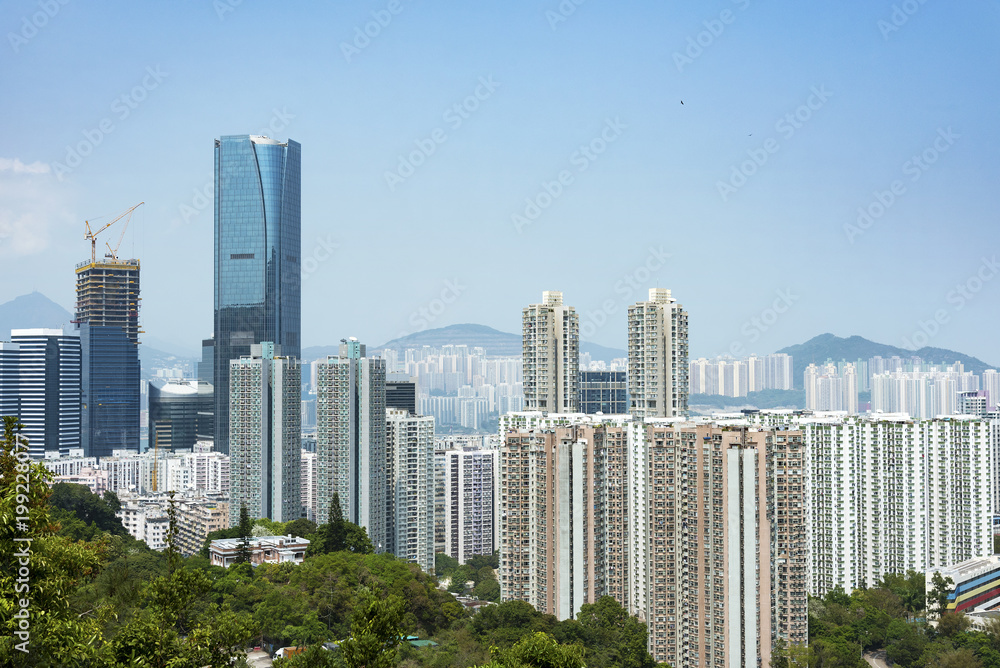 Skyline of Hong Kong city