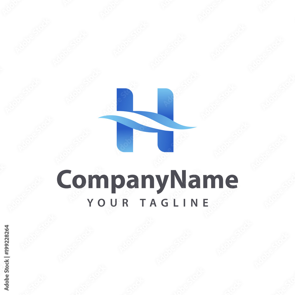 Letter H Wave logo design template.