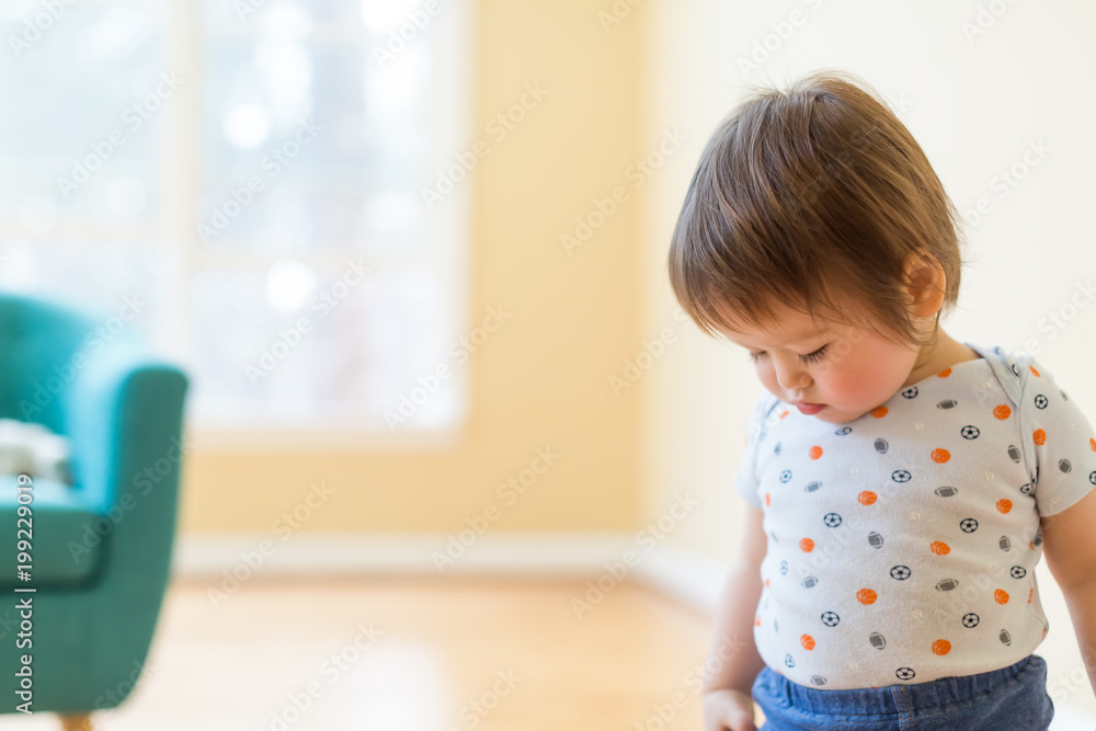 Toddler boy in his bright naturally lit house Toddler boy in his bright naturally lit house