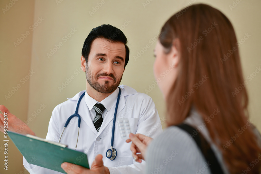 Terrible medical concept. Patients stressful in the doctor's diagnosis. Patients are concerned about medical treatment. The doctor's treatment makes the patient afraid. Terrible medical concept. Patients stressful in the doctor's diagnosis. Patients are concerned about medical treatment. The doctor's treatment makes the patient afraid.