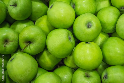 Beautiful ripe apples green close-up