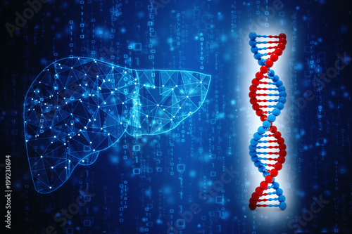 Concept of biochemistry with dna molecule isolated in Scientific background, 3d rendering