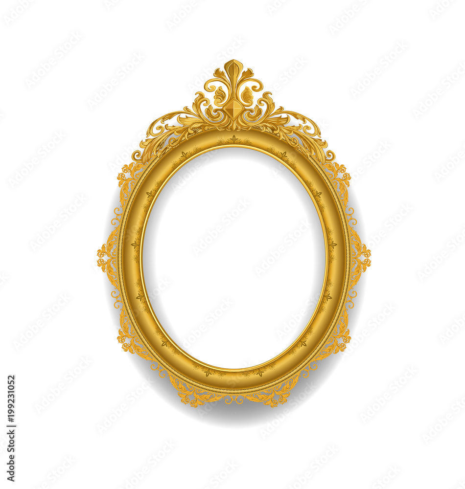 Obraz premium Gold vintage picture frame on white