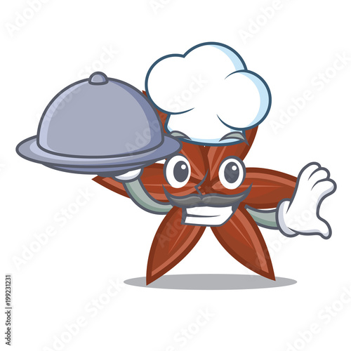 Chef with food anise mascot cartoon style