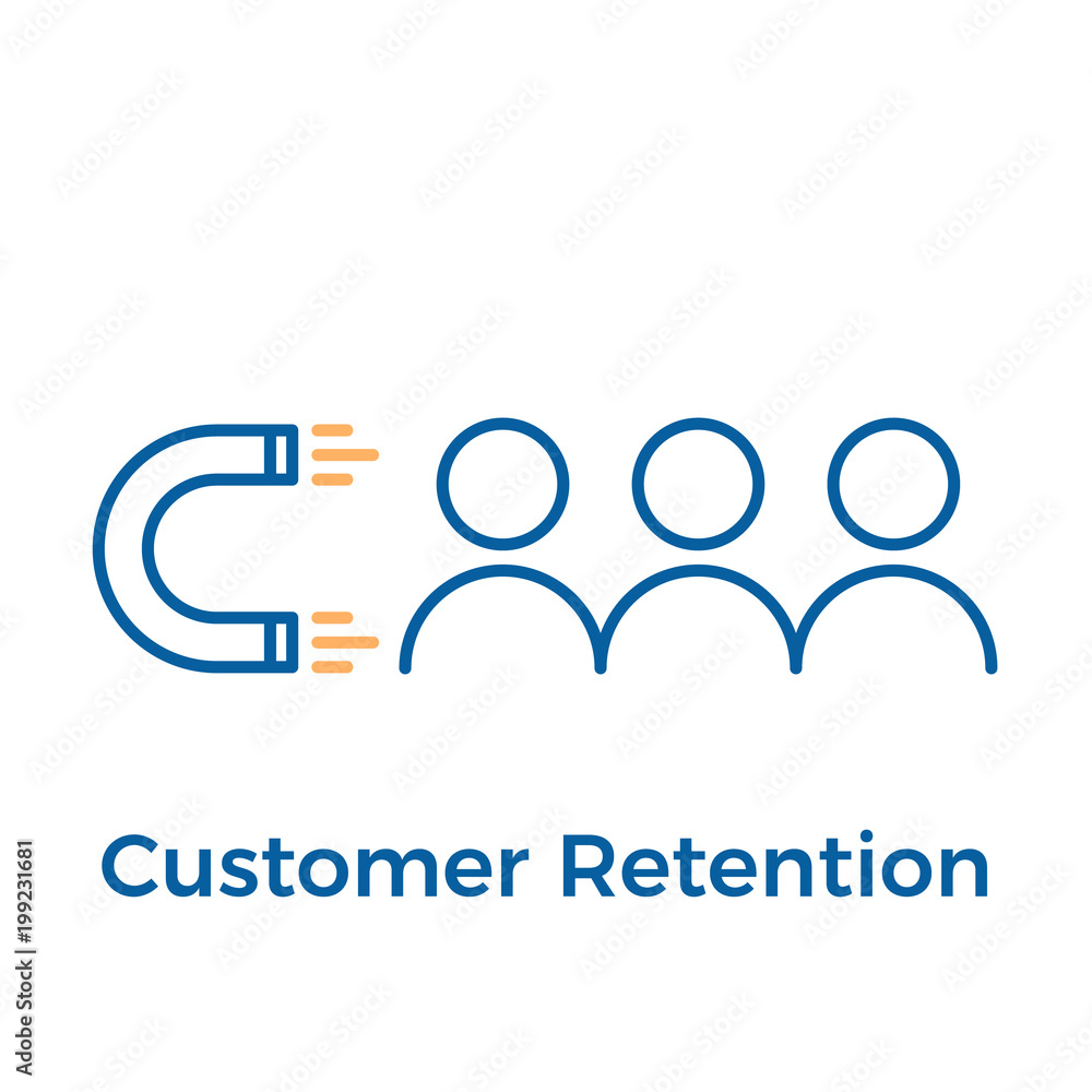 Customer retention with magnet and people design. Vector icon illustration. Digital inbound marketing. Customer retention with magnet and people design. Vector icon illustration. Digital inbound marketing.