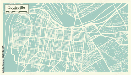 Louisville Kentucky USA City Map in Retro Style. Outline Map.