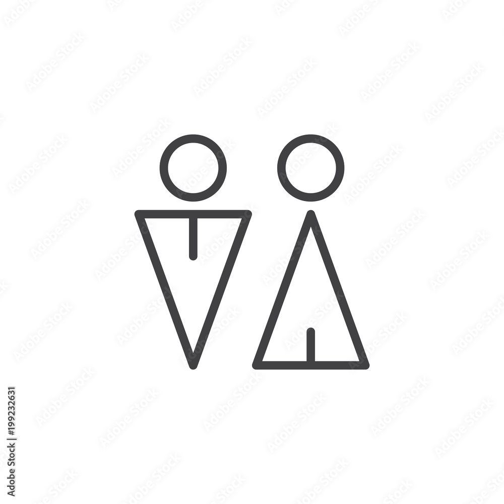 Toilet outline icon. linear style sign for mobile concept and web design. Male and Female WC simple line vector icon. Symbol, logo illustration. Pixel perfect vector graphics Toilet outline icon. linear style sign for mobile concept and web design. Male and Female WC simple line vector icon. Symbol, logo illustration. Pixel perfect vector graphics