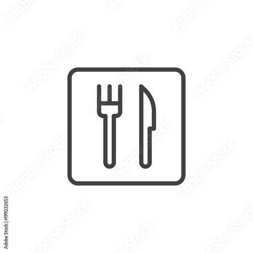 Fork and knife outline icon. linear style sign for mobile concept and web design. Restaurant line vector icon. Food court symbol  logo illustration. Pixel perfect vector graphics