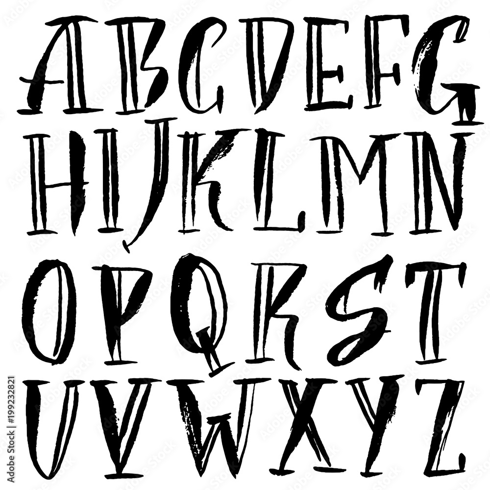 Handdrawn dry brush font. Modern brush lettering. Grunge style alphabet. Vector illustration. Handdrawn dry brush font. Modern brush lettering. Grunge style alphabet. Vector illustration.