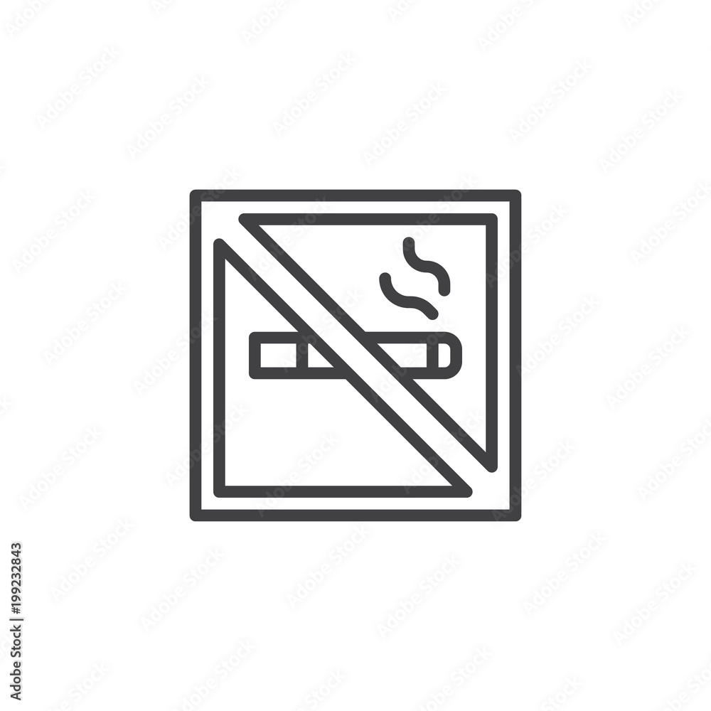 No smoking outline icon. linear style sign for mobile concept and web design. Forbidden sign simple line vector icon. Symbol, logo illustration. Pixel perfect vector graphics No smoking outline icon. linear style sign for mobile concept and web design. Forbidden sign simple line vector icon. Symbol, logo illustration. Pixel perfect vector graphics