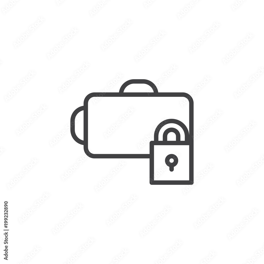 Luggage lock outline icon. linear style sign for mobile concept and web design. Luggage storage simple line vector icon. Symbol, logo illustration. Pixel perfect vector graphics Luggage lock outline icon. linear style sign for mobile concept and web design. Luggage storage simple line vector icon. Symbol, logo illustration. Pixel perfect vector graphics