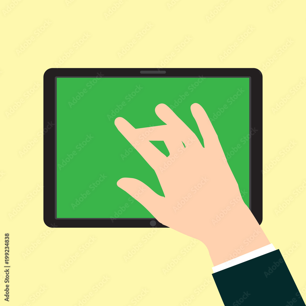 Hand touch tablet on green screen,technology concept. Hand touch tablet on green screen,technology concept.