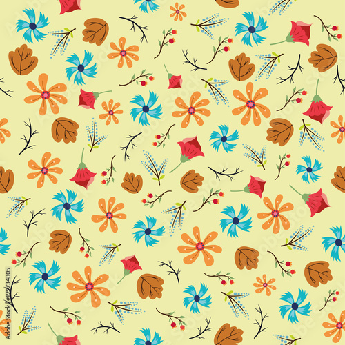 Wallpaper Mural Beautiful Seamless Floral pattern design Torontodigital.ca